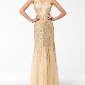 Cache Designer Gold Sequin Gown - Size 8